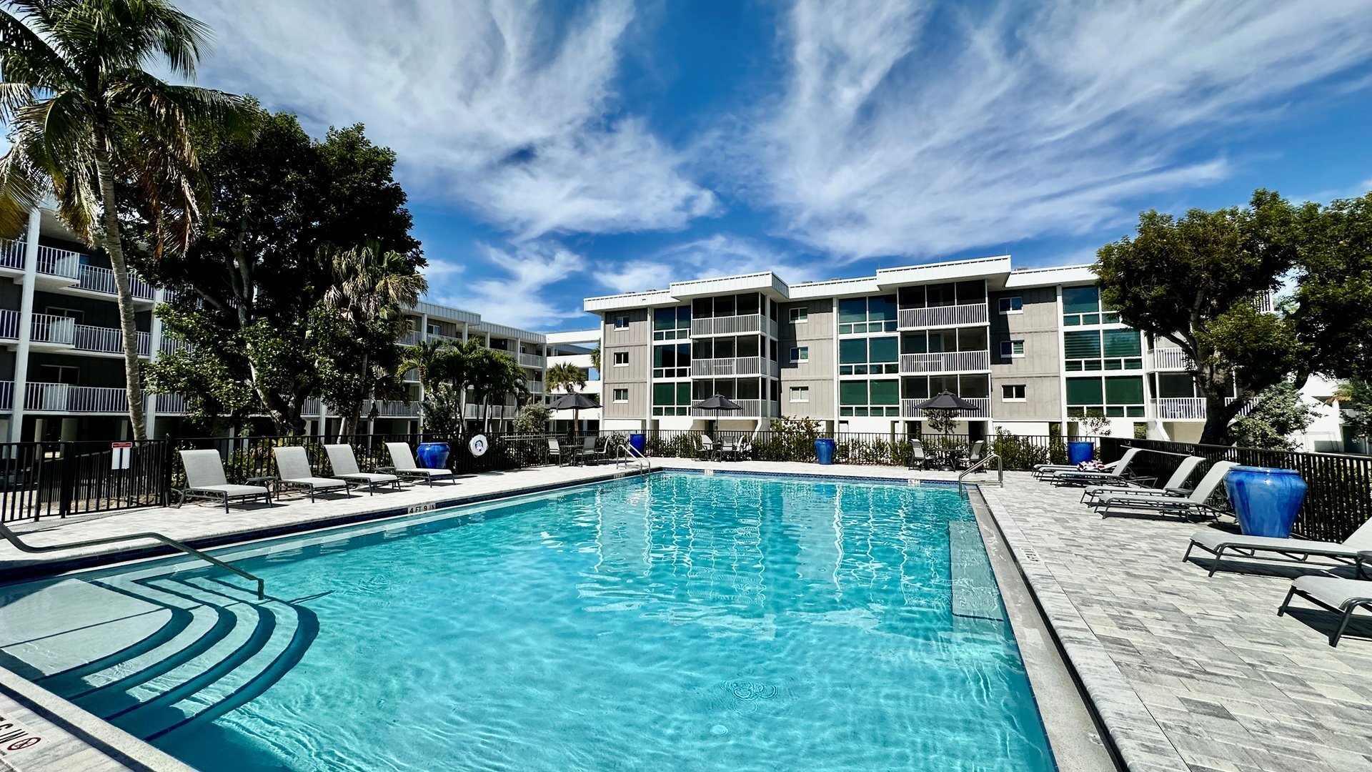 The outdoor heated pool